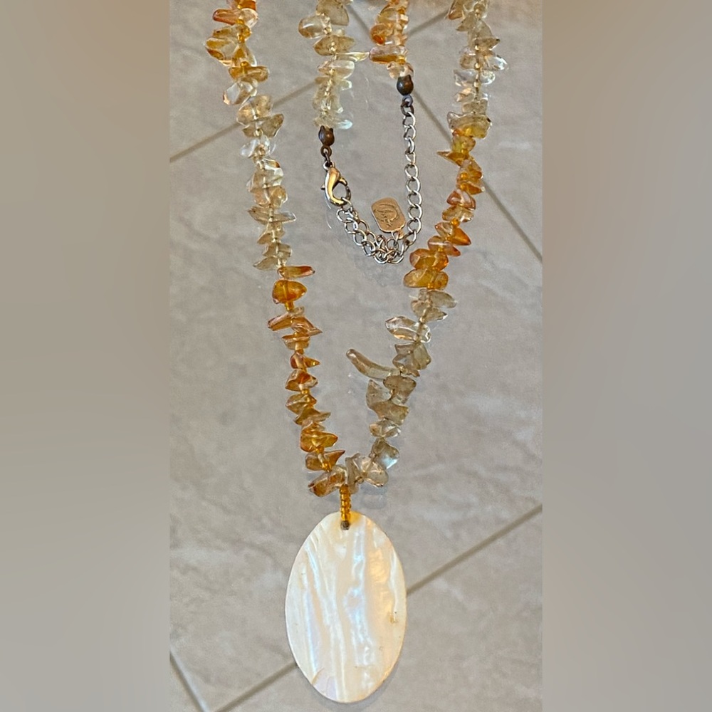 Vintage ‘You & I’ Amber and Shell Necklace
